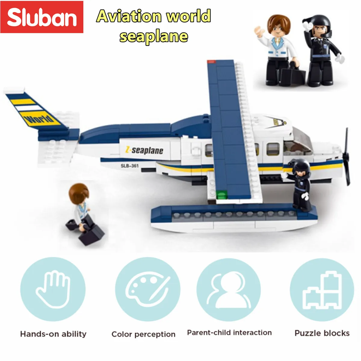 Sluban Building Block Toys Aviation Z Water Plane 214PCS Bricks B0361/B0651 Compatbile With Leading Brands Construction Kits