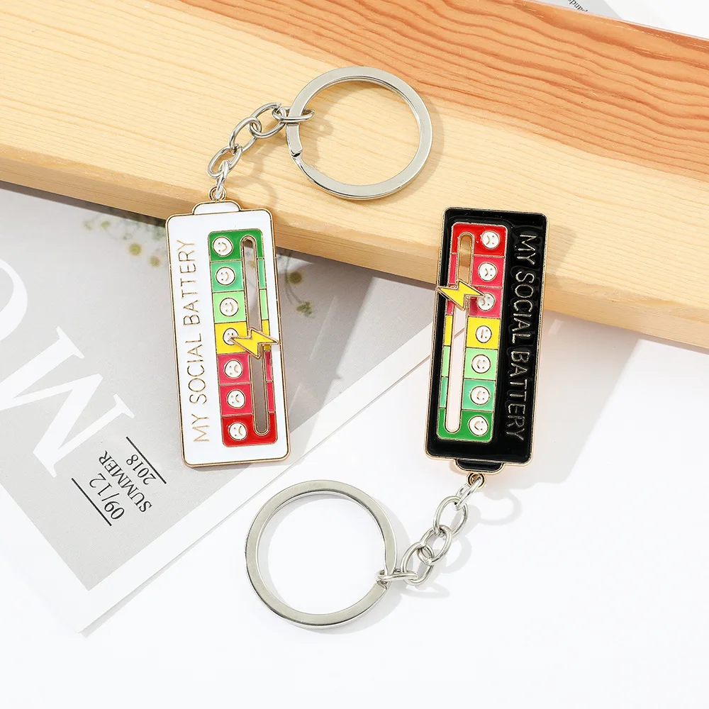 Fashion Charm Keychain Interactive Social Battery Sliding Mood Expression My Key Chain for Women Men Backpack Accessories