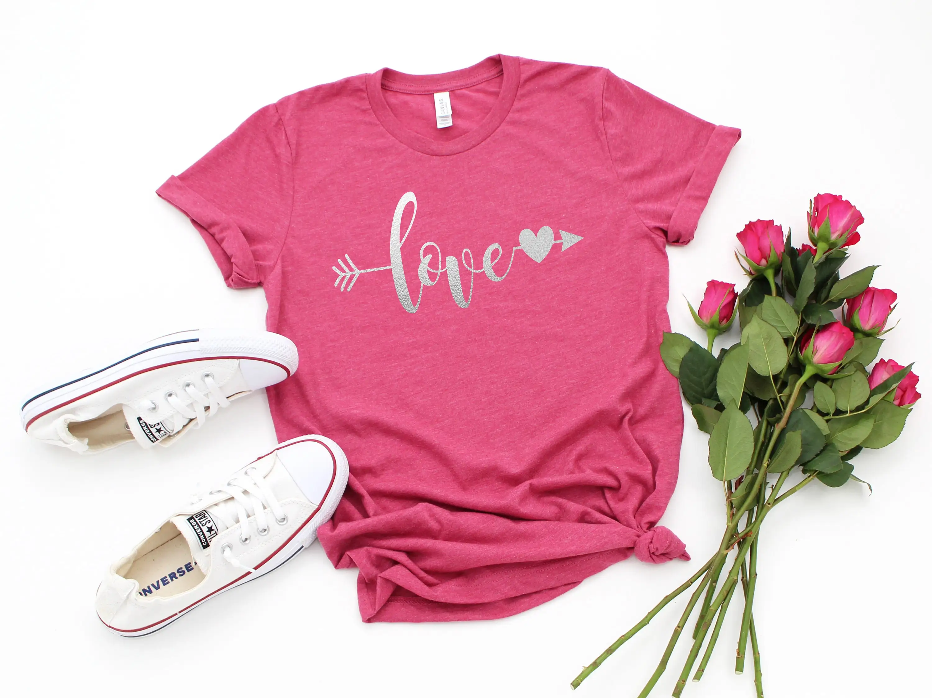 An Arrow Through The Heart Print Women T-shirt Cupid's Arrow Love Print Female Shirt 2024 Hot Voguish Valentine's Day Gift Tee