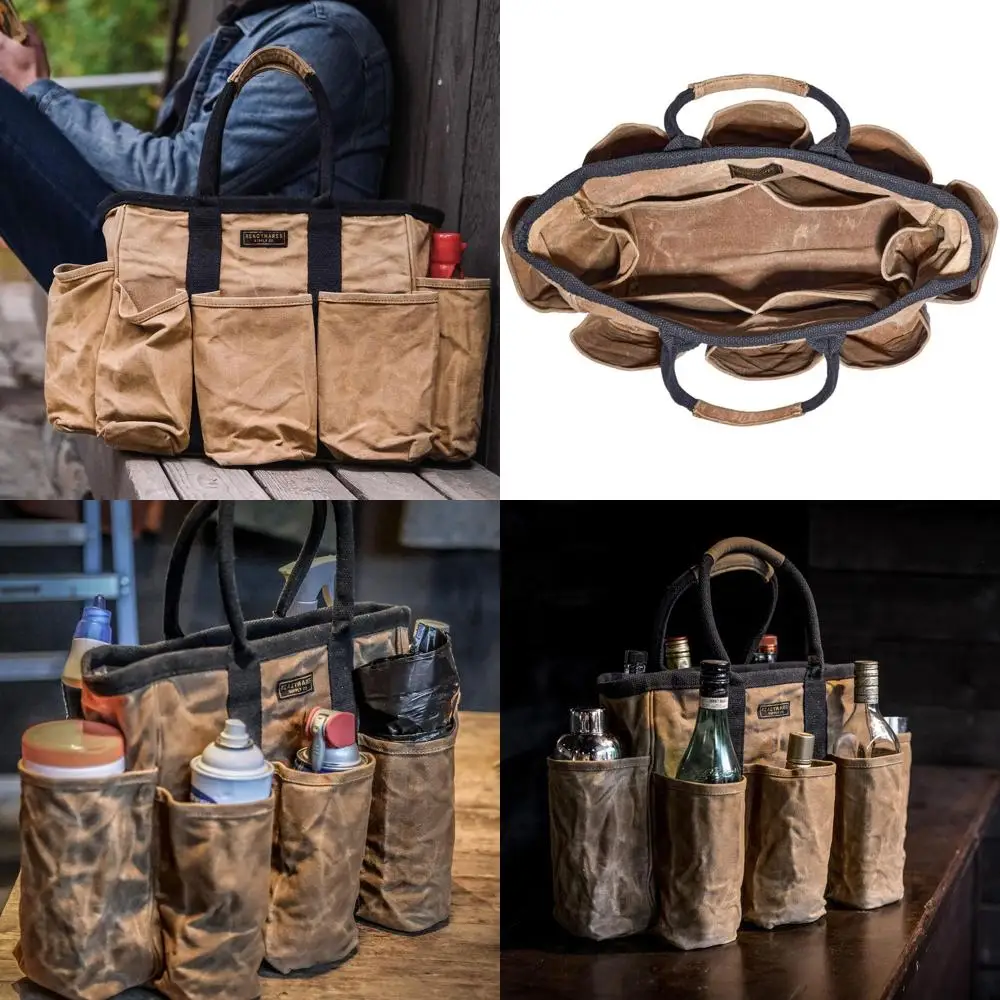 

14 Heavy-Duty Waxed Canvas Bag: Versatile Storage for Tools, Gardening, Cleaning, and More