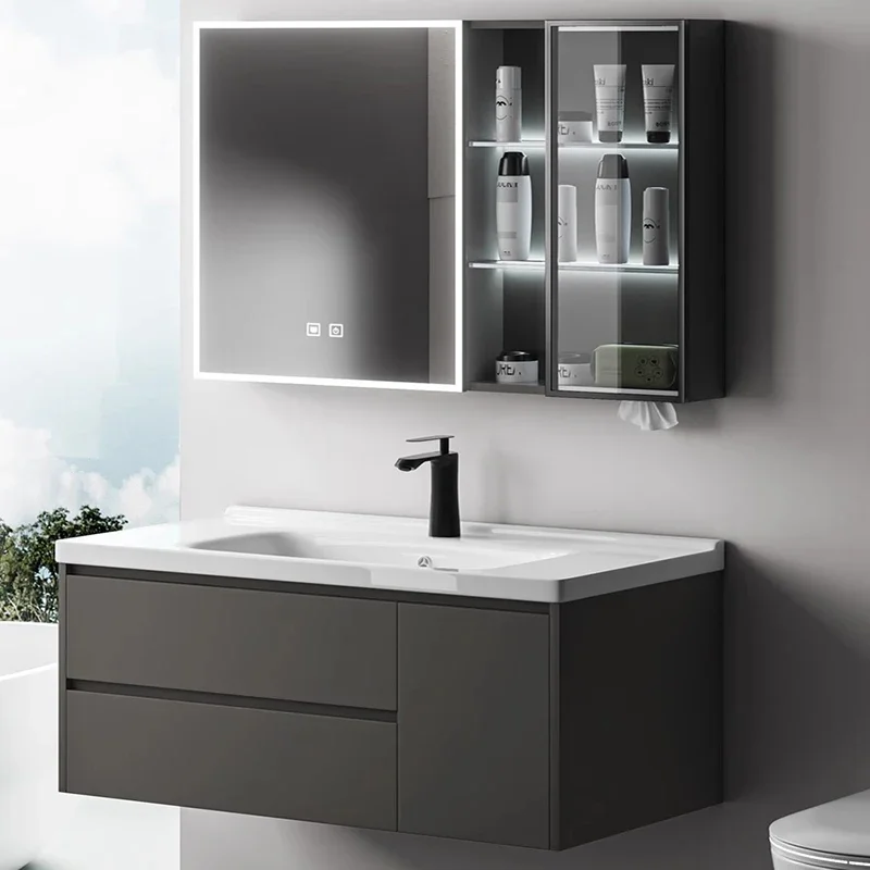 Drawer Cabinet Mirror Bathroom Kit Mirrors Storage Double Washbasin Wall Multifunction Meuble De Rangement Furniture Design