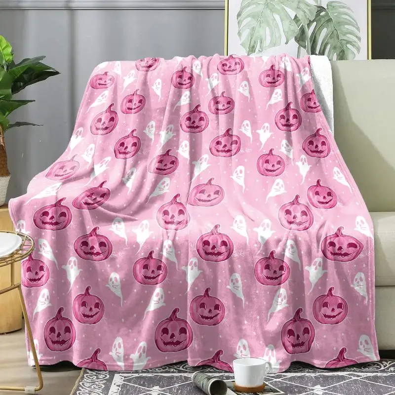 Halloween Rosa Nickerchen-Decke, Warme Weiche Flanell-Decke, Multifunktionale Dekorative Decken, Geschenke für die Feiertage – Detail 10