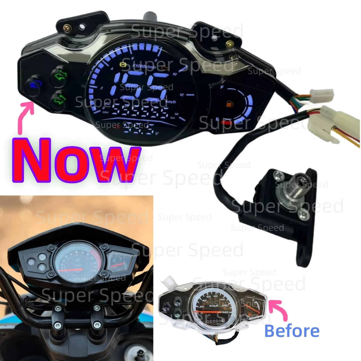 LED Speedometer For Italika Ws 150 175 Sport Meter Dashboard Tachometer Multi-functional