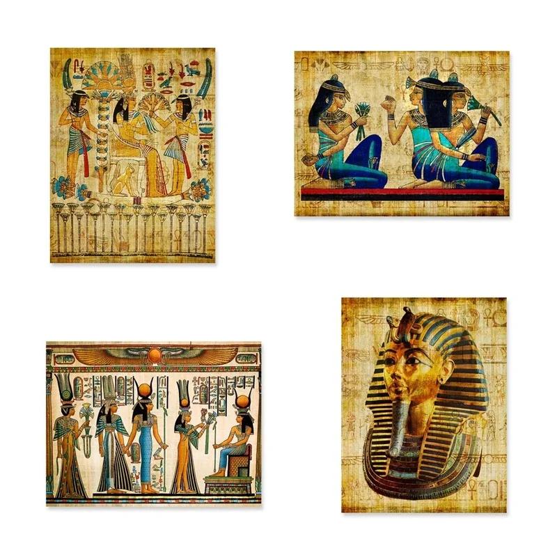 Póster de lienzo artístico de pared de Egipto, estilo de papel pergamino, impresiones de carteles antiguos, imagen Retro egipcia, decoración de pared, rey Tut Queen