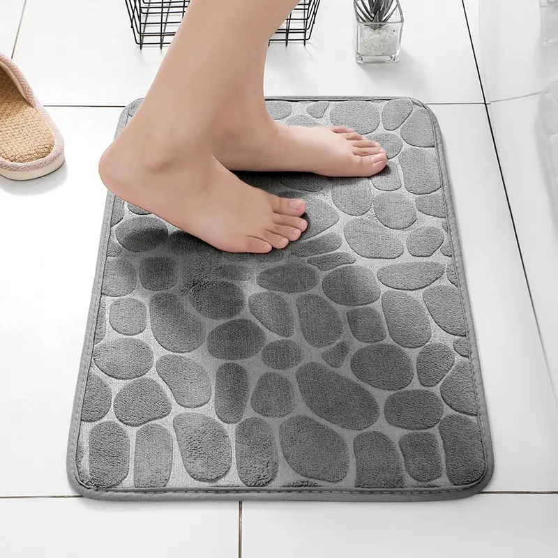 Mat Non Slip Carpets Cobblestone Embossed Bathroom Bath In Wash Basin Bathtub Side Floor Rug Shower Room Doormat Memory Foam