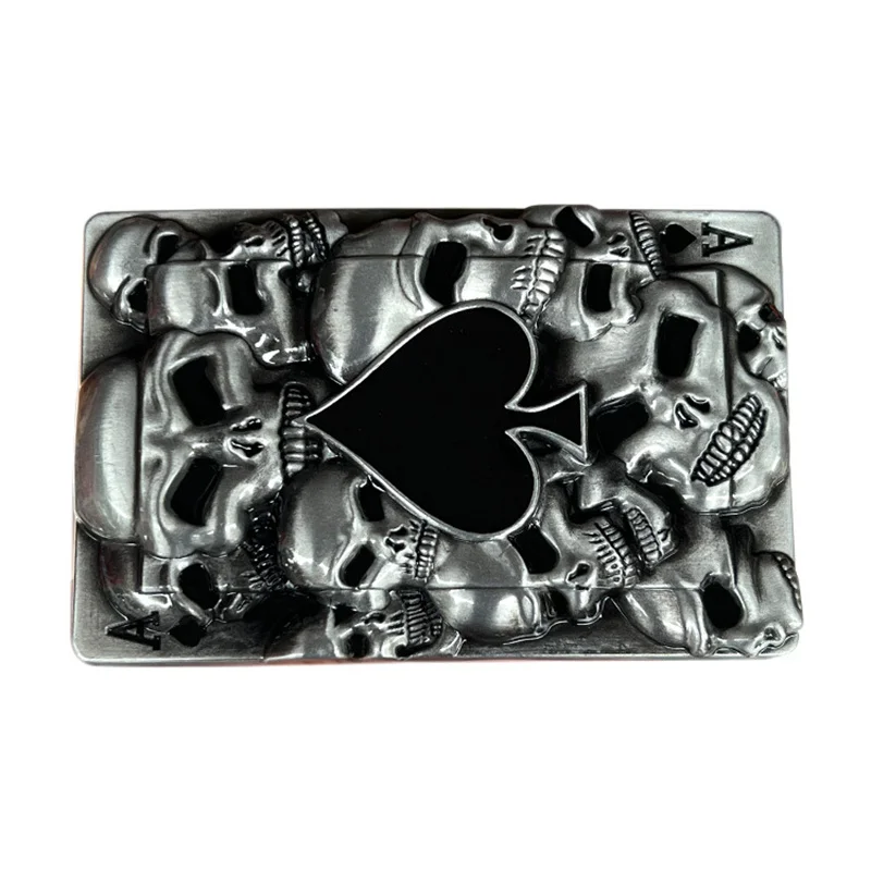 

Poker skull belt buckle Western style