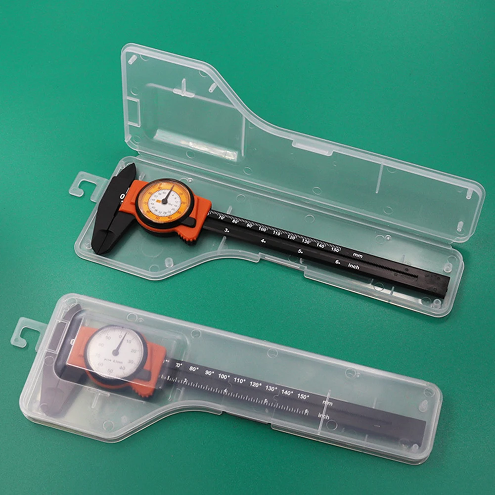 1 buah alat pengukur kaliper Dial plastik, alat pengukur Caliper, indikator Vernier Caliper plastik 0-150MM, jam tangan plastik Vernier Caliper