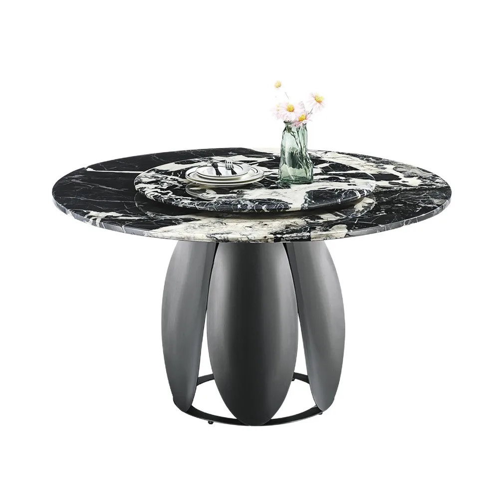 

High-end microcrystalline stone dining table and chair combination modern simple household supercrystalline stone round table