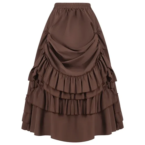 Imagen 2 del producto Cosplay Vintage Steampunk vestido victoriano Medieval con volantes satén y encaje faldas góticas mujeres corsé falda disfraces de pirata