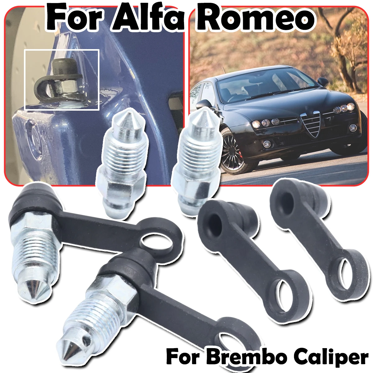 

Front Bleeder Valves and Rubber Dust Cap Left Right Caliper Bleed Nipple Screw Repair Kit For Alfa Romeo 159 166 Brera Giulietta