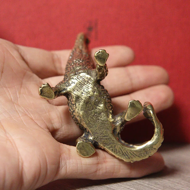 Pure Copper Bronze Crocodile Tea Pet Household Animal Crafts Lacoste Ornament Tea Ceremony Accessories Car Decoration