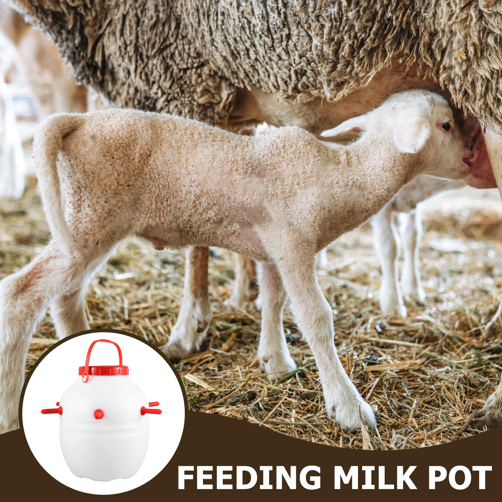 

Silicone Lamb Bottle 8L Large Capacity Food Grade Nipples Calves Goat Feeder Farm Puppy Milk Lamb Feeder Barrel