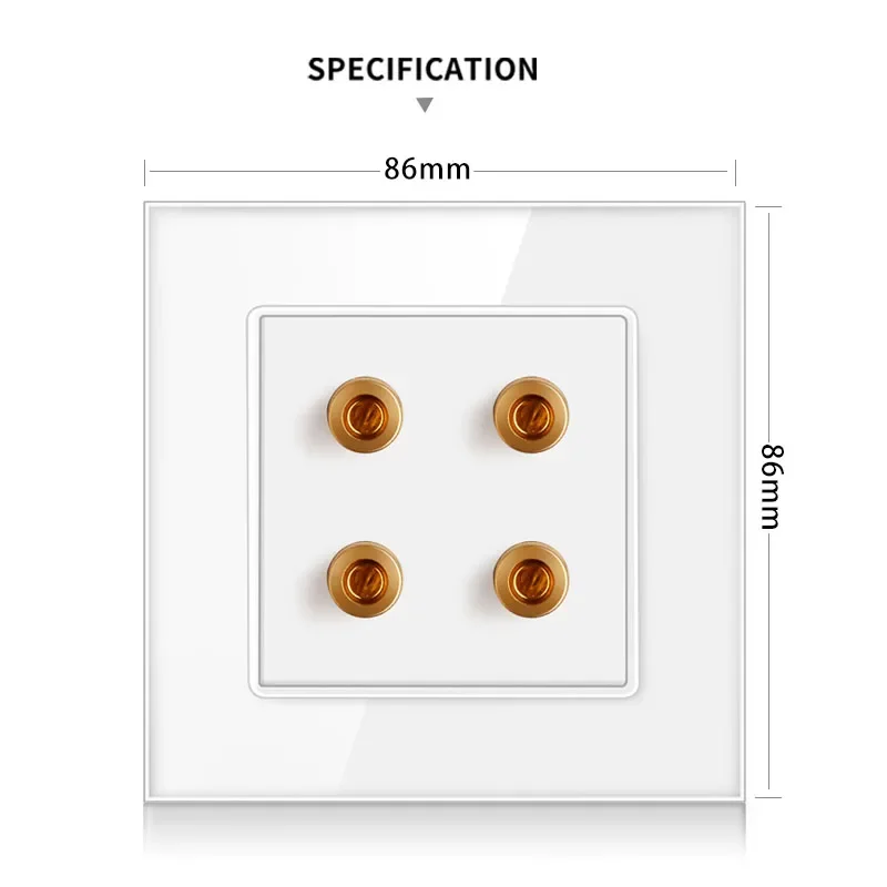 novski-Gniazdo audio do montażu na ścianie, wyjście zasilania skrzynki przyłączeniowej głośnika, panel kryształowy ze szkła hartowanego, czarny,