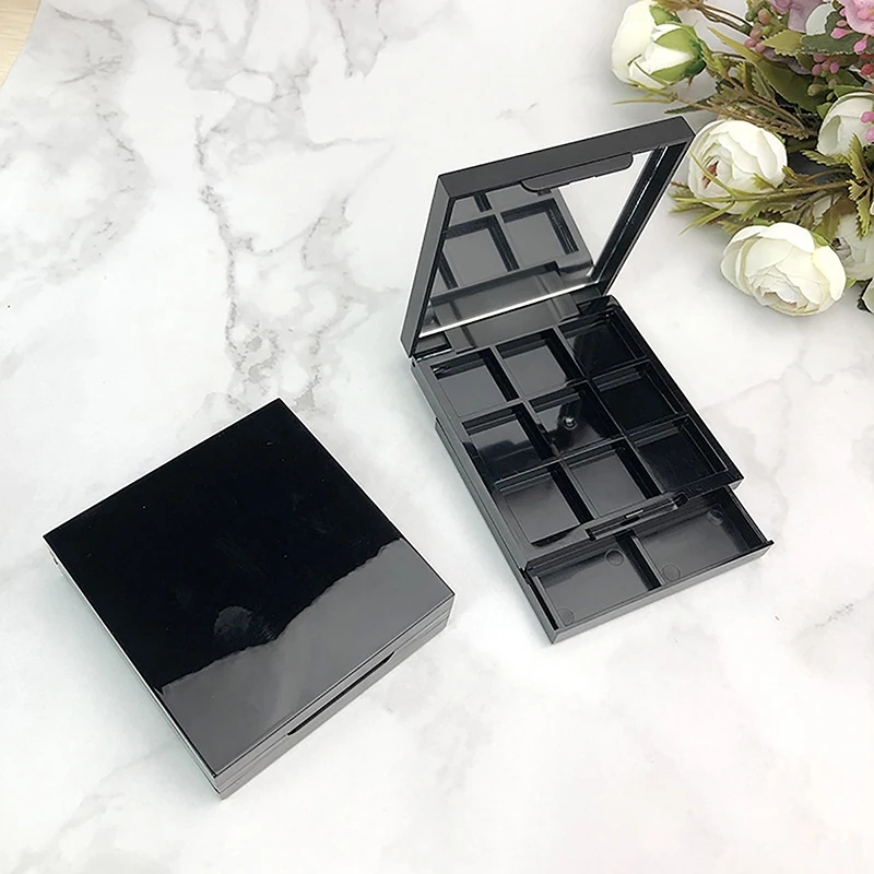 لوحة ظلال عيون فارغة بطبقة مزدوجة ، طبق تخزين مكياج العيون ، مرآة للنساء ، للمبتدئين ، صندوق تخزين ظلال العيون ديي