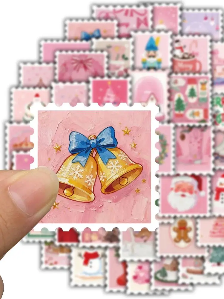 AliExpress NONE 50PCS Happy Pink Christmas Stamps Sticker Creative Luggage Cartoon Phone Graffiti Cafe Bicycle Aesthetic Art Decor Stickers
