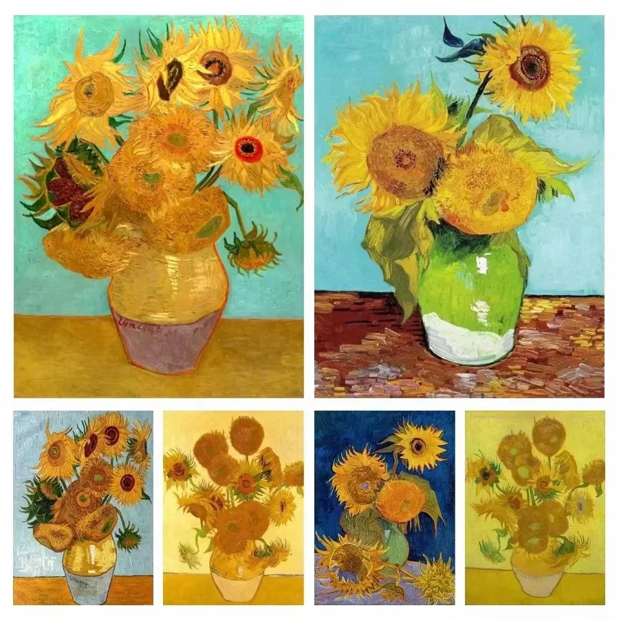 Diamond Painting Famous Van Gogh Sunflowers Mosaic Handmade Artwork Round/Square Diamonds Exquisite Gift Home Decor