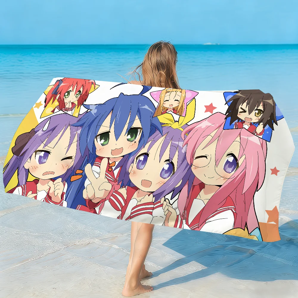 Anime Kawaii L-Lucky Star Cute Towel Soft Lightweight Anti-Sand Large Beach Towel Quick-Drying Bath Sports Family