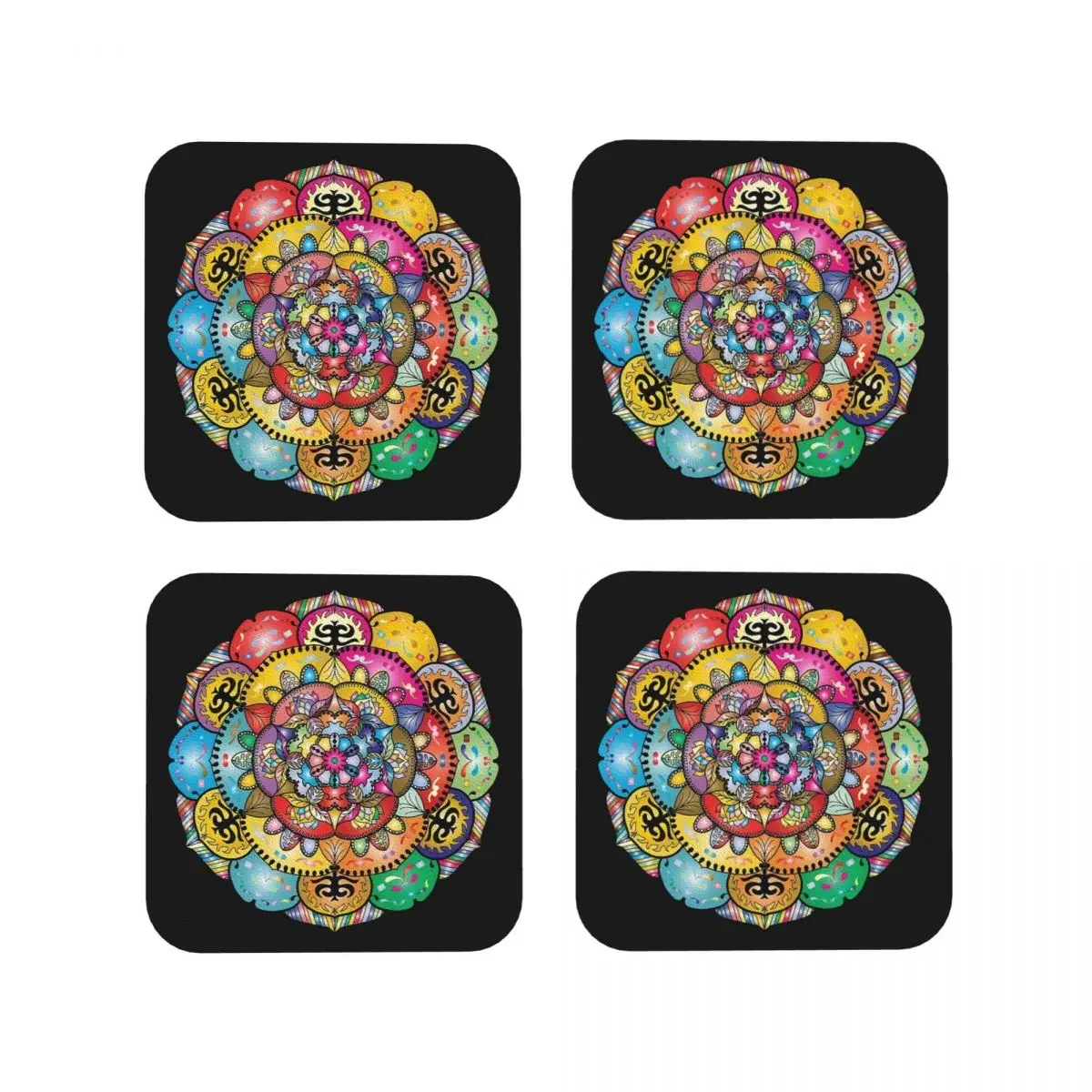 Multicolor Zen Mandala Coasters Coffee Mats Set of 4 Placemats Mug Tableware Decoration & Accessories Pads for Home Kitchen Bar