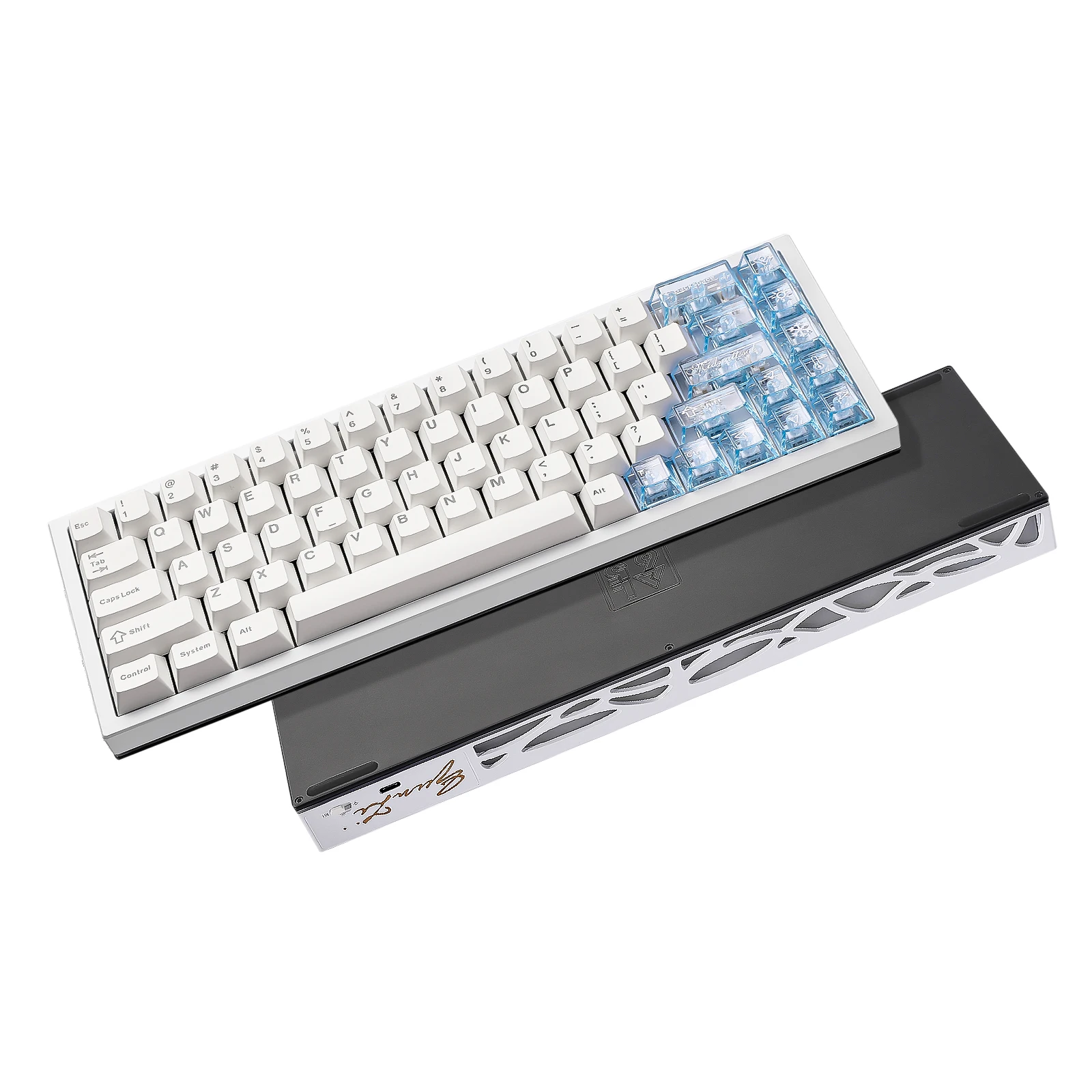 YUNZII AL65 ホワイトアルミニウムメカニカルキーボード、QMK/VIA
