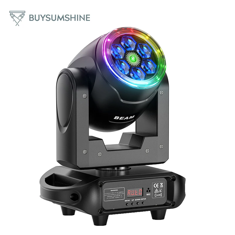 Buysumshine 90W Beam Moving Heading Light Six Bee Eye+Strip DMX512 6x10W RGBW LED Green Laser Stage Light for DJ Party Bar Disco