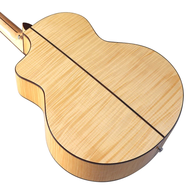 New Design 40 inch Acoustic Guitar Solid Spruce Wood Top 6 String Folk Guitar Flame Maple Back Good Handicraft