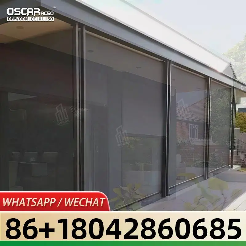 

Hot Sell High Quality Outdoor Smart Waterproof Zip Screen Manual Spring Mechanism Roller Blinds for Patio Balcony Garden Rolling