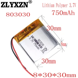 1-12pcs 3.7V 750mAh 803030 Rechargeable li Polymer Li-ion Battery For marubox Marubox m600r video recorder