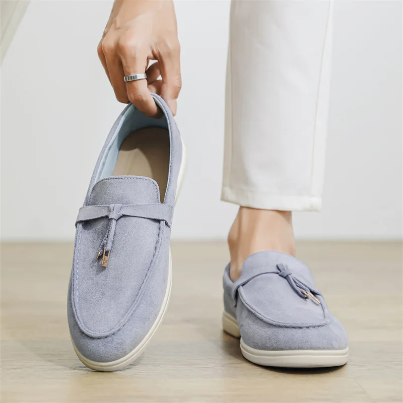 

Fashion Men Suede Leather Casual Shoes Trend Tassels Flat Leisure Shoes Comfortable Slip-on Loafers