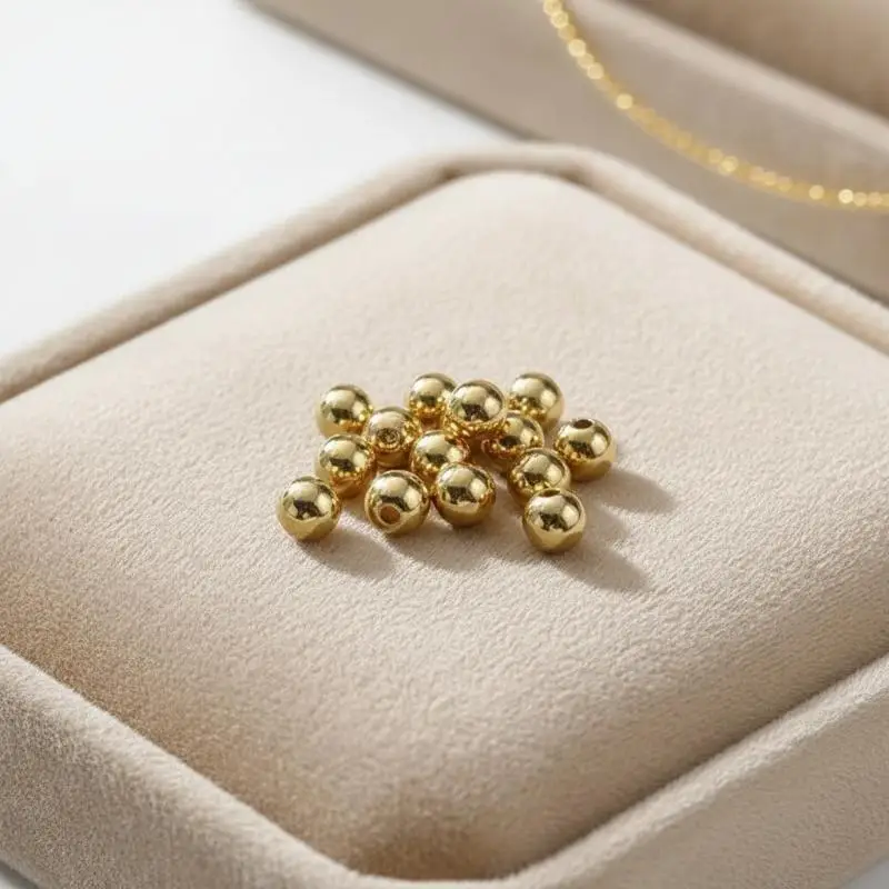 Gold Plated Ball Crimp End Beads High Hardness 100Pcs Polished for DIY Jewelry Repair Bracelet Making Art Crafts