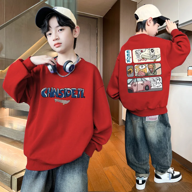

Осенняя одежда для маленьких мальчиков, повседневные спортивные толстовки с уличным принтом граффити, детский топ с длинными рукавами, корейская детская одежда 2025