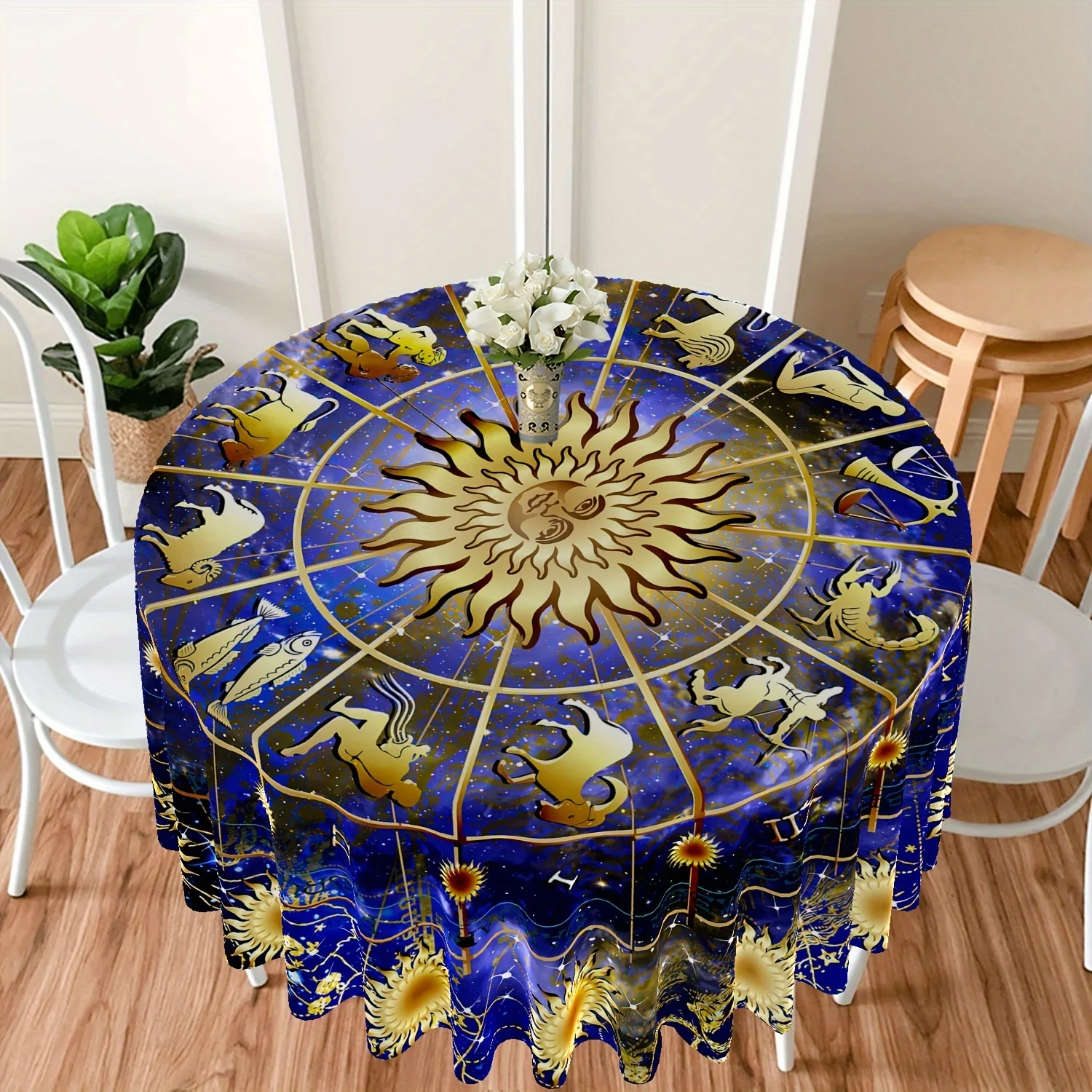 VIKAMA Light Luxury Constellation Tablecloth Constellation Pattern Easy To Clean Astrology Room Cafe Meditation Space Decoration