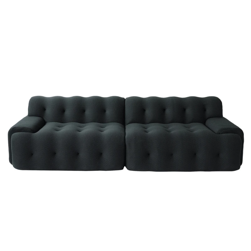 Comfy Cloud 102.4inch Oversized Modular Sectional Sofa 3D Mesh Fabric Curved Loveseat for Living Room