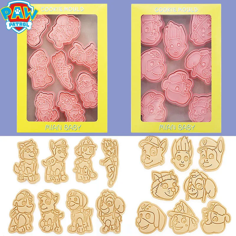 Paw Patrol – ensemble de 6/8 pièces de moules de cuisson, Chase Marshall Rubble Skye, figurine de dessin animé 3D, modèle mignon, fournitures de cuisine, fabrication de gâteaux, cadeaux pour enfants