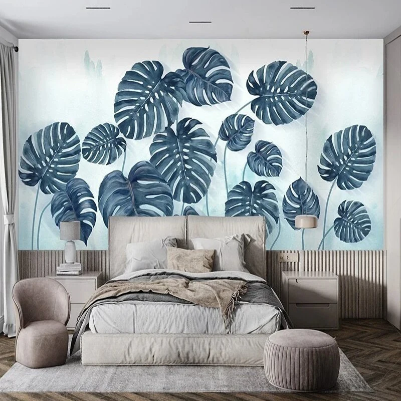 Nordic-Style Hand-Drawn Tropical Rainforest Hand-Drawn Plants Luxury Home Wall Decoration Painting For Indoor Background Wall