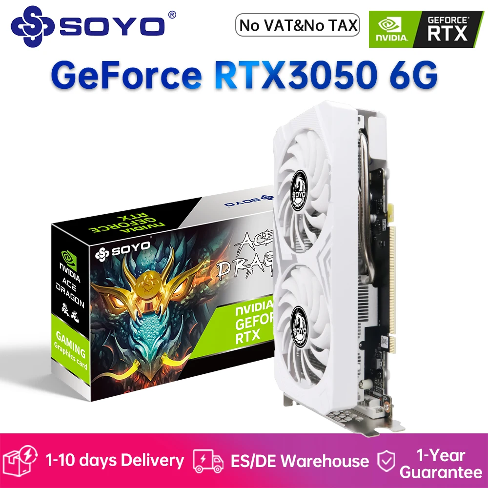 SOYO New NVIDIA Geforce RTX 3050 6G Graphics Card Gddr6 Memory Gaming Card