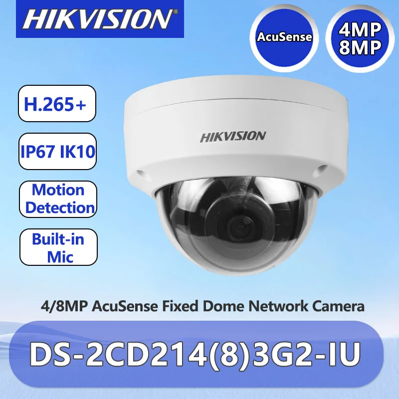 

Hikvision 4MP 8MP IP Camera AcuSense Human Detection Security CCTV Camera Built-in Mic PoE IK10 DS-2CD2143G2-IU DS-2CD2183G2-IU