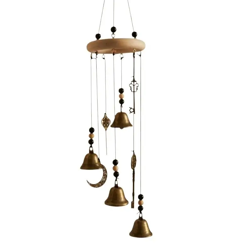 Vintage Witch Bells Wind Chime Moon Star Metal Hanging Ornament Home Wall Decor For Indoor Patio Garden Door Decoration Gift