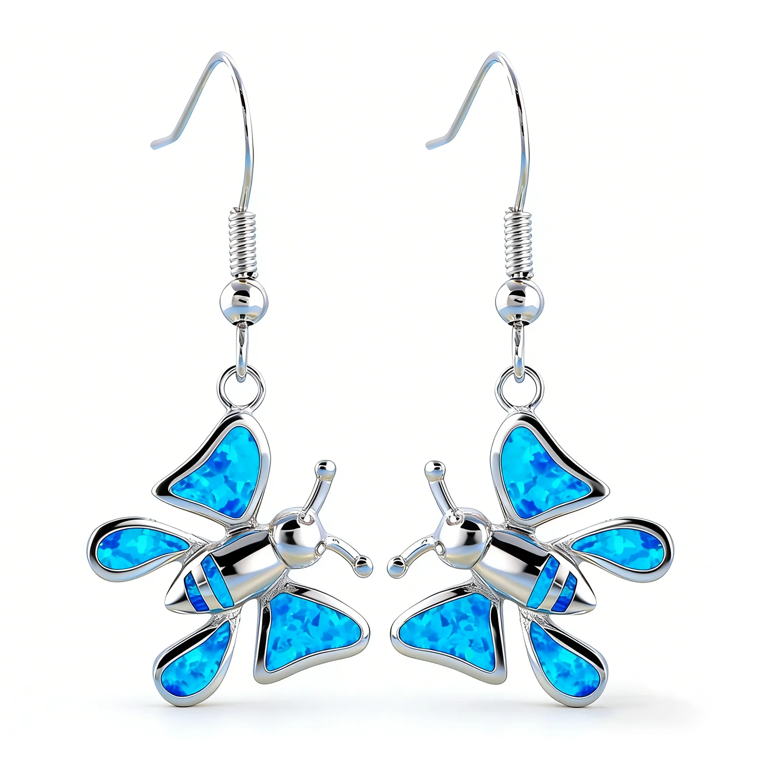 Hypoallergenic Butterfly Opal Earrings for Women,Blue Opal Stud Earrings,Dainty Everyday Boho Chic Vintage Magnetic Jewelry Gift