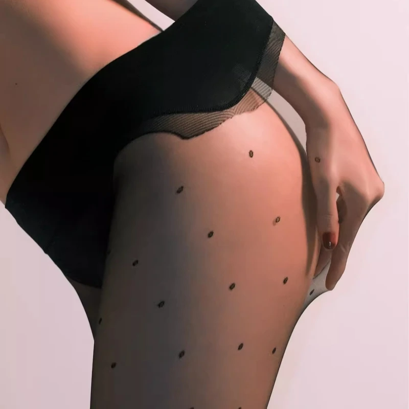 1D Ultrathin Seamless Crotch Tights Women Sexy Transparent Underwear 512 Needles High Density Polka Dots Foot Shaped Pantyhose