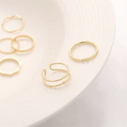 1-2Pcs 14K Gold-Plated Copper Circular Embossed Double Layer Wave Ring Vintage Chic Ring Jewelry Accessories Wedding Gifts