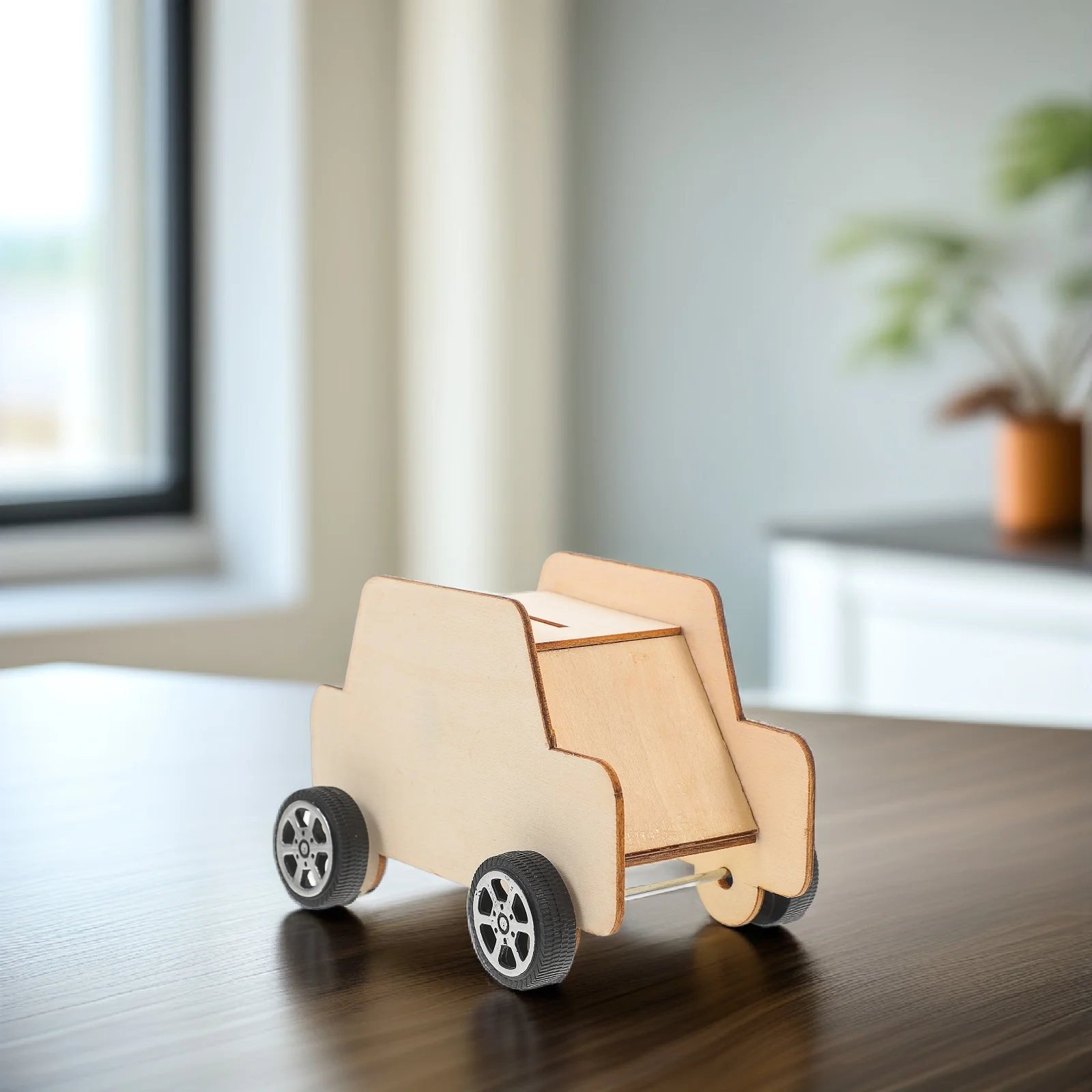 5 個未完成木製車貯金箱 DIY キッズコインバンク小銭収納容器キッズマネーボックス貯金箱装飾