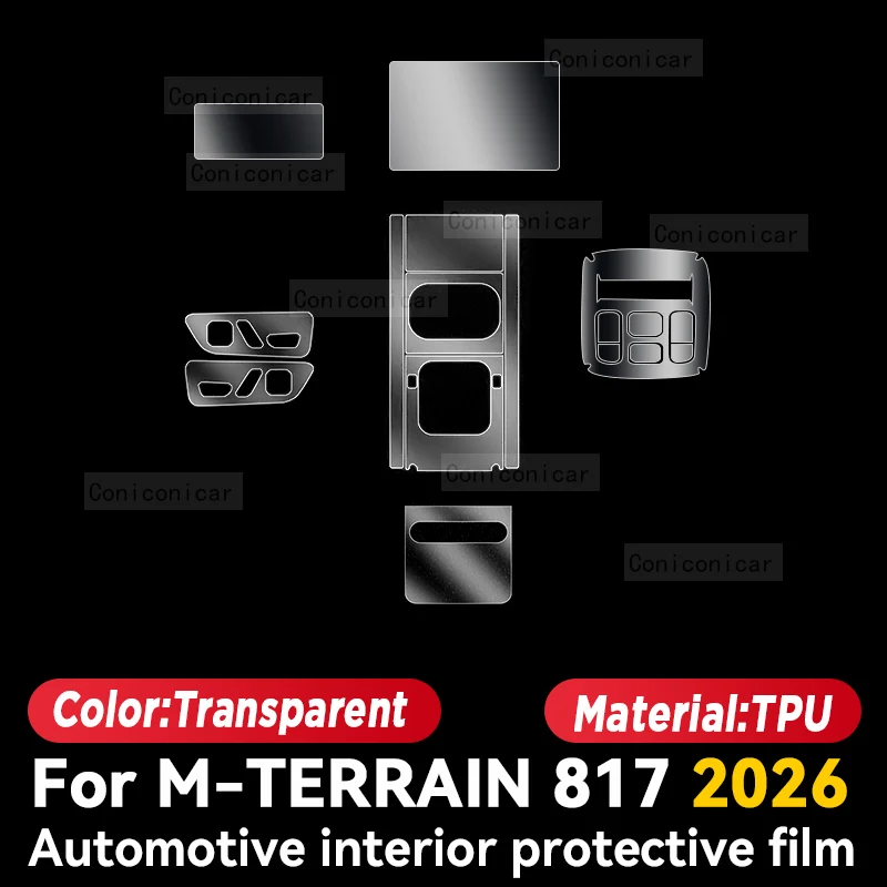 For M-TERRAIN 817 2026 Car Interior Center Console Transparent TPU Protective Film Anti-scratch Repair Accessories