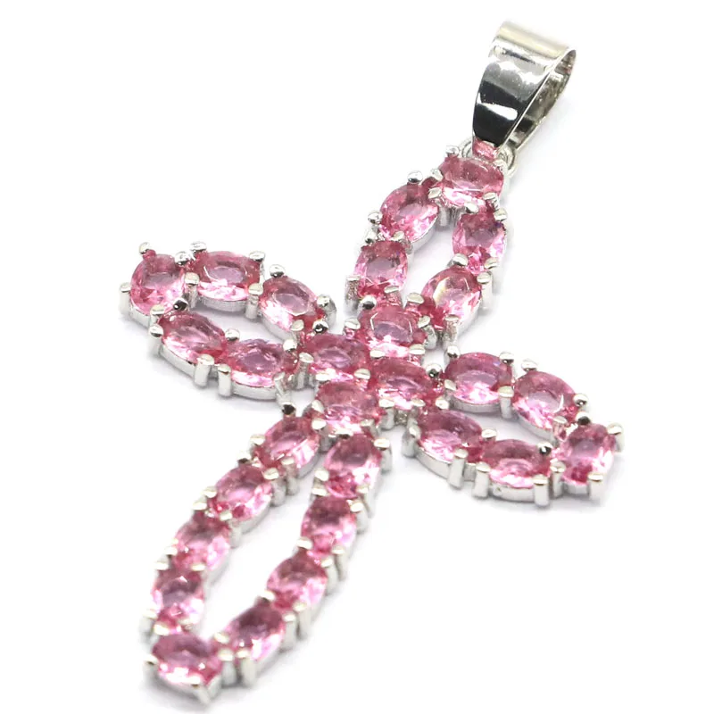 

Buy 4 Get 1 Free 47x30mm Long Cross Pink Tourmaline Women Dating Silver Pendant Street Fashion