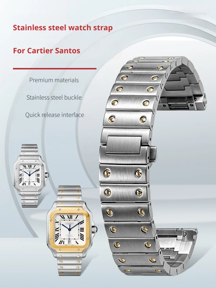For Cartier Santos WSSA0010 0009 Large Quick Release Solid Stainless Steel Watch Strap 21mm Wirst Band Bracelet Men's Watchband