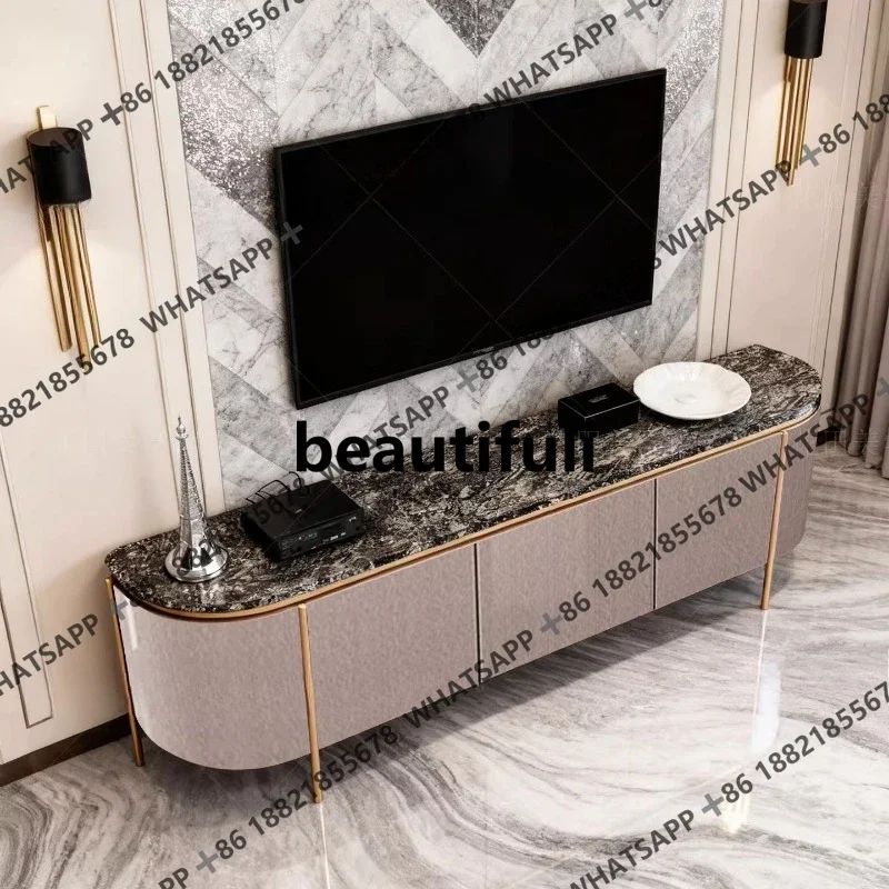 

Italian TV Cabinet Living Room High-grade Natural Luxury Stone Storage Wood Grain TV Cabinet