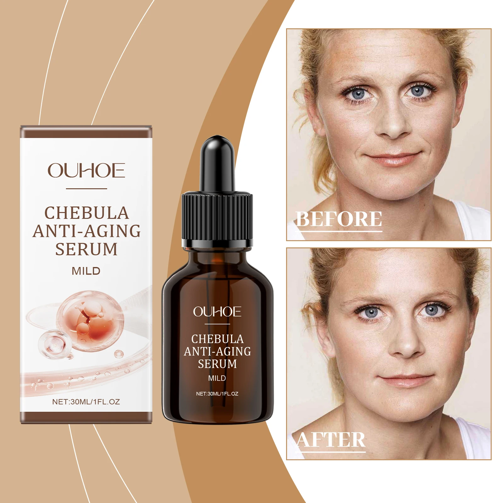 OUHOE Chebula Anti-Aging Serum: Whiten, Firm, Moisturize, Anti - aging, All Skin Types, Mild Formula