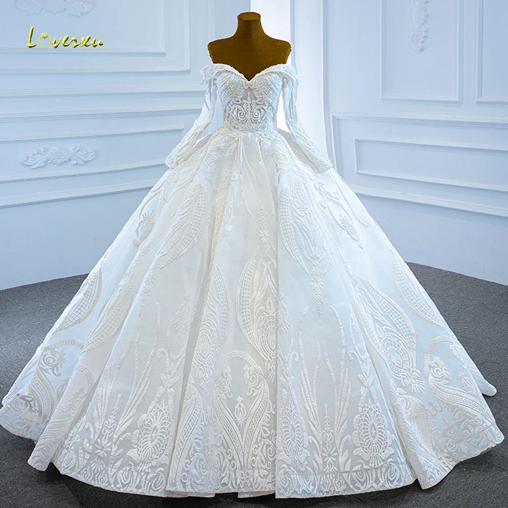 Loverxu Ball Gown Vintage Wedding Dresses Sweetheart Off The Shoulder Vestido De Novia Beaded Appliques Custom Made Bridal Gown