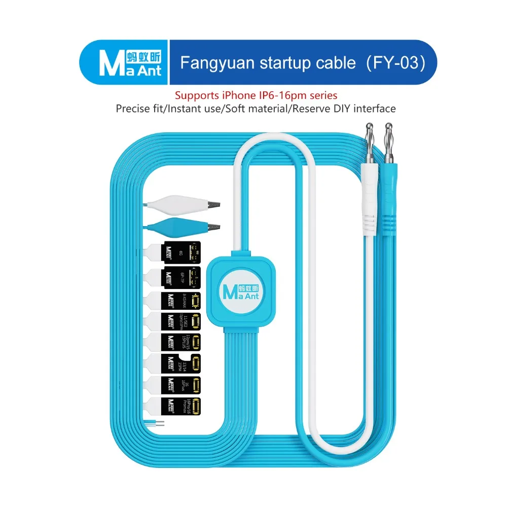MaAnt FY-03 Startup Cable Precise Fit Ready-To-Use Soft Material Reserved DIY Interface Support IP6-16PM Phone Repair Power Cord