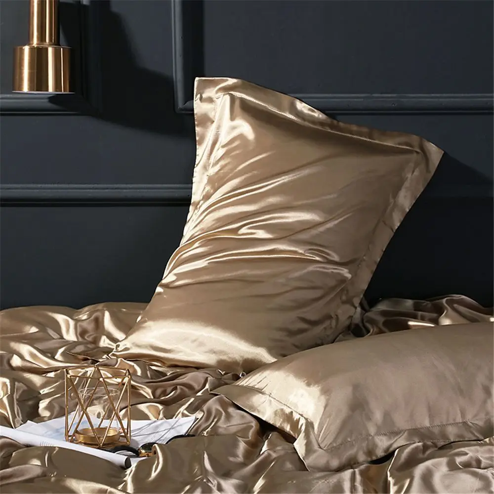 Anti-wrinkle Home Decor Skin-friendly Pillowcase Pillow Case  Silk Pillowslip Pillows Cover
