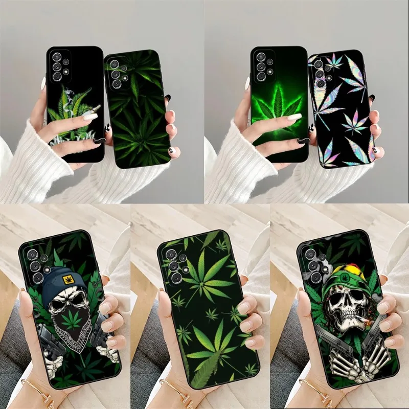 Left Weed Phone Case For Samsung A52 A51 A53 A12 A50 A33 A13 A22 A31 A40 A03S A32 A21 A81 A42 Silicone Black Cover